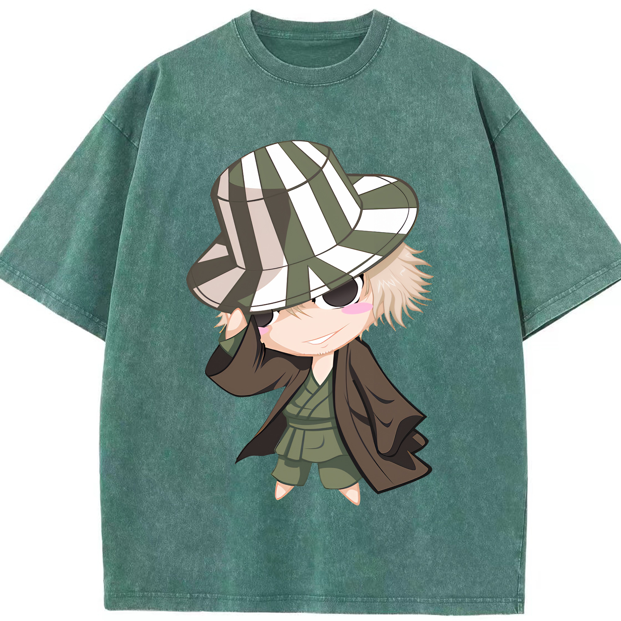 （画像用） "ブリーチ 浦原 喜助（うらはら きすけ） BLEACH Urahara Kisuke " 綿100% ヴィンテージ風 半袖Tシャツ（フロントプリント）